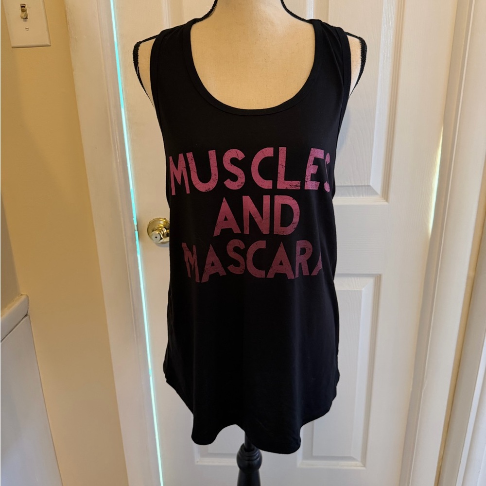 Chin Up Apparel Black Muscle Tee with Pink Graphic